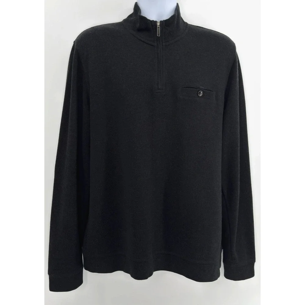 Ted Baker Valerio Sweater Men's XL Size 5 Black 1/4 Zip Wool Blend Pullover